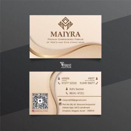 Luxury Gold Business Card Design for Ethnic Wear Brand | Premium Visiting Card Template