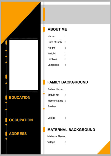 Stylish Wedding Biodata Template for Bride & Groom BIOD032