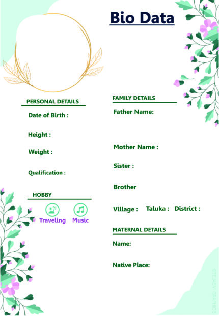 Modern Floral Wedding Biodata Template BIOD034