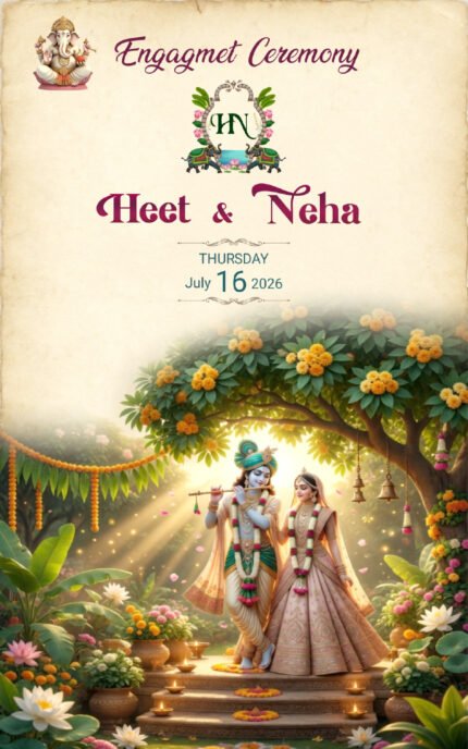 Elegant Gujarati Chandla Vidhi Invitation Card | Traditional Engagement Invitation | ENGNEW26029