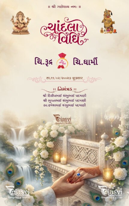 Gujarati Chandla Vidhi Invitation Card Design | Royal Gujarati Engagment Card | ENGNEW26032