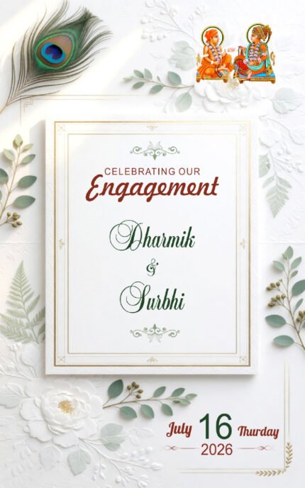 Gujarati Chandla Vidhi Invitation Card Design | Premium Engagement Invitation Template | ENGNEW26034